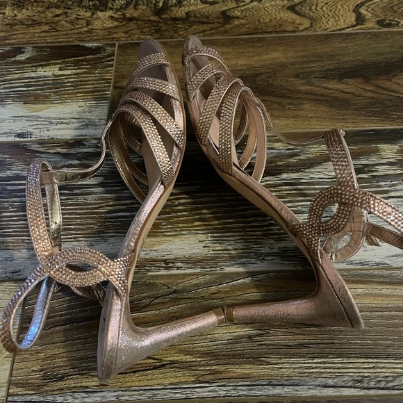 Beautiful Rose Gold Rhinestone Strap Heels - Picture 4 of 5